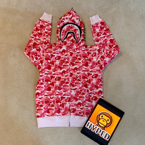 Bape Other - Bape Pink ABC Camo Shark Hoodie Zip-Up